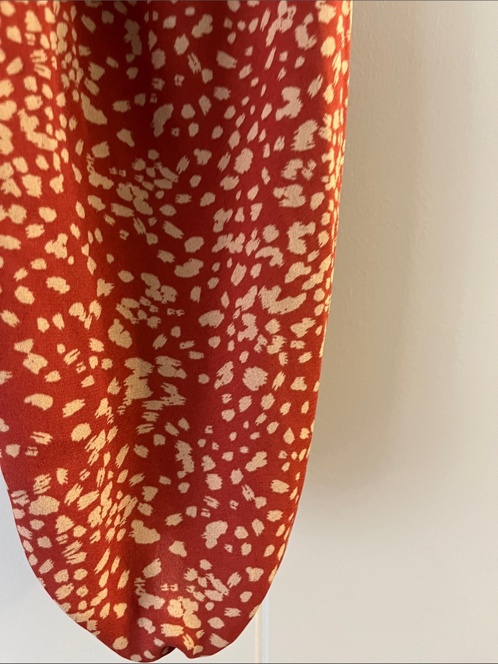 Womens Off-Shoulder Long Sleeve Crop Top - Rust Spot Print - Picture 10 of 13